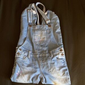 Justice Blue Denim Overalls with paint splatters
